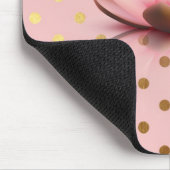 愛らしいフェイク金ゴールド水玉模様蓮の花 マウスパッド (コーナー)