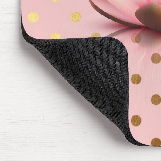 愛らしいフェイク金ゴールド水玉模様蓮の花 マウスパッド (コーナー)