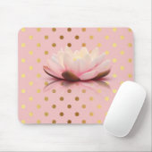 愛らしいフェイク金ゴールド水玉模様蓮の花 マウスパッド (マウス)