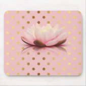 愛らしいフェイク金ゴールド水玉模様蓮の花 マウスパッド (正面)