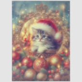 愛らしいフェスティバルキャットヴィンテージクリスマスデクページ 薄葉紙 (正面)