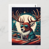 愛らしいフェスティバルトナカイ駆動クラシック車 ポストカード (正面/裏面)