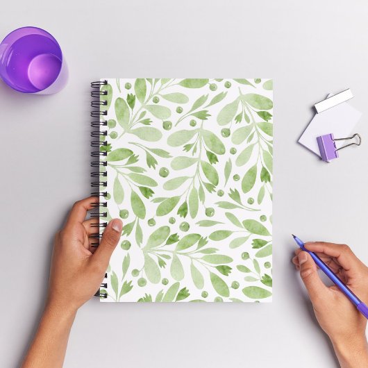愛らしいフェミニン水彩模様の緑 ノートブック