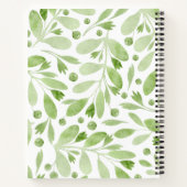 愛らしいフェミニン水彩模様の緑 ノートブック (裏面)