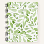 愛らしいフェミニン水彩模様の緑 ノートブック (正面)