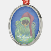 愛らしいフクロウとサンタハットメタルオーナメント メタルオーナメント (左)