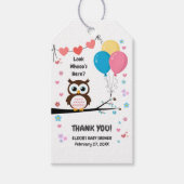 愛らしいフクロウと風船&ハート赤ちゃんシャワー ギフトタグ (正面)