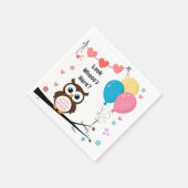 愛らしいフクロウと風船&ハート赤ちゃんシャワー スタンダードカクテルナプキン (角)