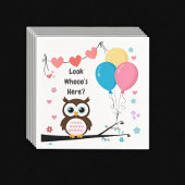 愛らしいフクロウと風船&ハート赤ちゃんシャワー スタンダードカクテルナプキン