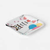 愛らしいフクロウと風船&ハート赤ちゃんシャワー ペーパープレート (傾斜あり)