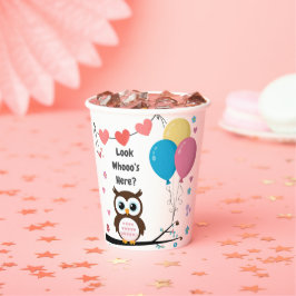 愛らしいフクロウと風船&ハート赤ちゃんシャワー 紙コップ