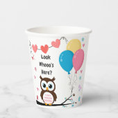 愛らしいフクロウと風船&ハート赤ちゃんシャワー 紙コップ (正面)