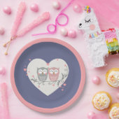 愛らしいフクロウのバレンタイン ペーパープレート (パーティー)