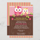 愛らしいフクロウのベビーシャワーの誕生日の招待状 招待状 (正面/裏面)