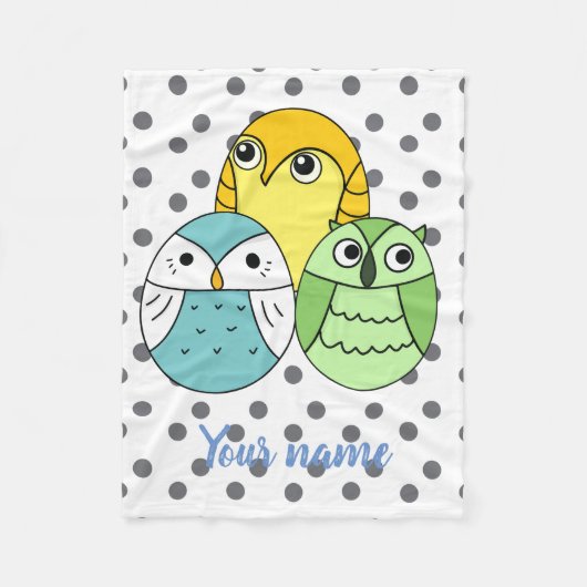 愛らしいフクロウの子供たち白 フリースブランケット (正面)