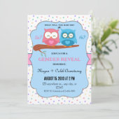 愛らしいフクロウの性別発表招待状 招待状 (スタンド正面)