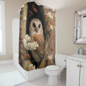 愛らしいフクロウの油絵 シャワーカーテン (インサイチュ)