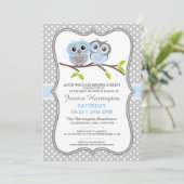 愛らしいフクロウの赤ちゃんシャワー 招待状 (スタンド正面)