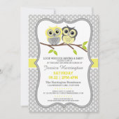 愛らしいフクロウの赤ちゃんシャワー 招待状 (正面)