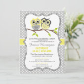愛らしいフクロウの赤ちゃんシャワー 招待状 (スタンド正面)