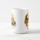 愛らしいフクロウカップルインザサンセットロマンチックマグ コーヒーマグカップ (中央)