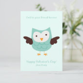 愛らしいフクロウキッズクラスルームのバレンタイン 招待状 (スタンド正面)