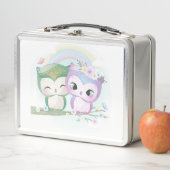 愛らしいフクロウ2頭 メタルランチボックス (インサイチュ)