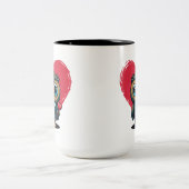 愛らしいフクロウ・グルーマーとのバレンタインデーの恋 ツートーンマグカップ (中央)