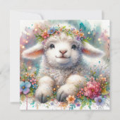 愛らしいフラワークラウンラムクリスチャンイースター シーズンカード (正面)
