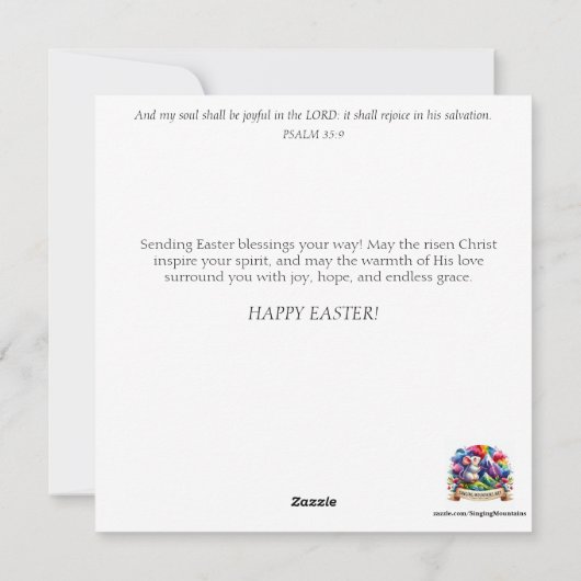 愛らしいフラワークラウンラムクリスチャンイースター シーズンカード (裏面)