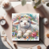 愛らしいフラワークラウンラムクリスチャンイースター シーズンカード