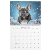 愛らしいフランスのブルドッグの花 カレンダー (1月 2027)