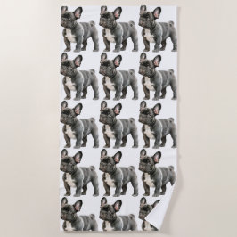 愛らしいフランスのブルドッグパピー ビーチタオル