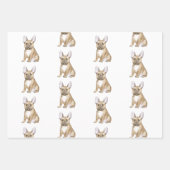 愛らしいフランスのブルドッグパピー ラッピングペーパーシート (正面3)