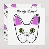 愛らしいフランスのブルドッグ顔誕生日 招待状 (正面/裏面)