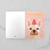 愛らしいフランスハッピーバースデー 箔グリーティングカード (外側レイダウン)