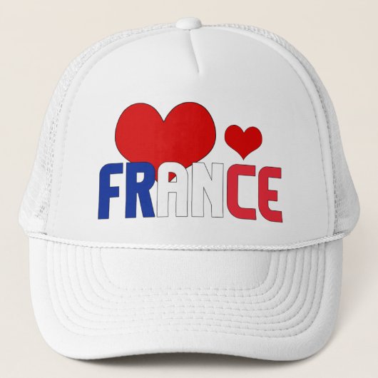 愛らしいフランス国旗のハート愛国心 キャップ (正面)