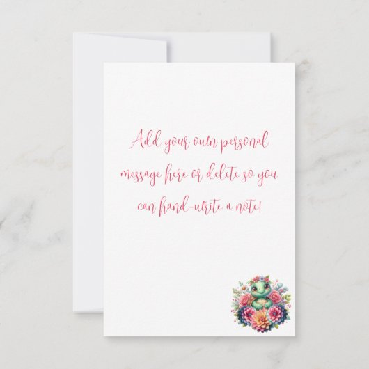 愛らしいフローラウミガメありがとうノートカード サンキューカード (裏面)