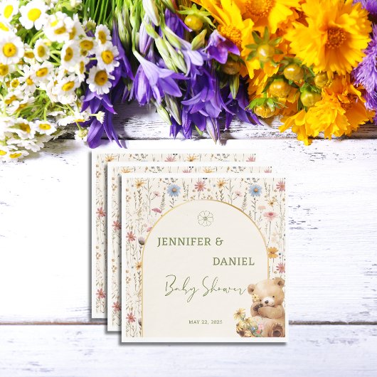 愛らしいフローラテディベア赤ちゃんシャワーパーティー スタンダードランチョンナプキン