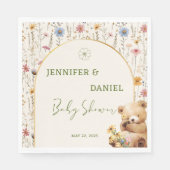 愛らしいフローラテディベア赤ちゃんシャワーパーティー スタンダードランチョンナプキン (正面)
