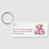 愛らしいフローラハイランドカウベイビーシャワー キーホルダー (裏面)