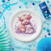 愛らしいフローラハイランドカウベイビーシャワー ペーパープレート (パーティー)