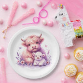 愛らしいフローラハイランドカウベイビーシャワー ペーパープレート (パーティー)