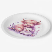 愛らしいフローラハイランドカウベイビーシャワー ペーパープレート (アングル)