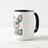 愛らしいフローラパッチワーク水カラーベビー犬 マグカップ (正面右)