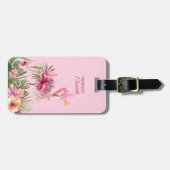 愛らしいフローラフラミンゴ ラゲッジタグ (正面横)