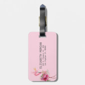 愛らしいフローラフラミンゴ ラゲッジタグ (裏面縦)