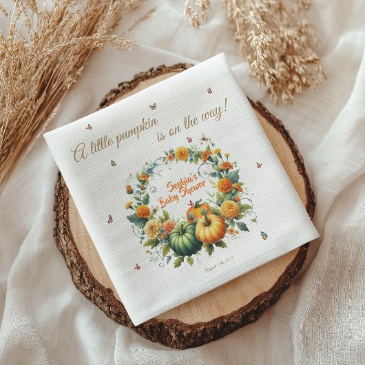 愛らしいフローラリースリトルカンプキンベビーシャワー スタンダードカクテルナプキン