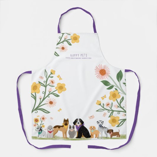 愛らしいフローラ犬がペットケアサービスを白人に エプロン (正面)