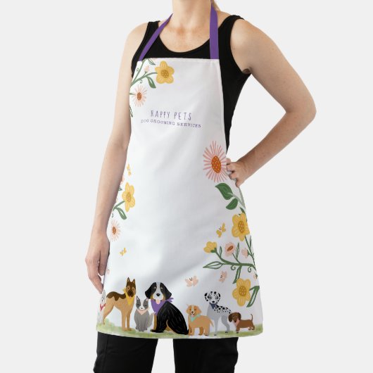愛らしいフローラ犬がペットケアサービスを白人に エプロン (インサイチュ)